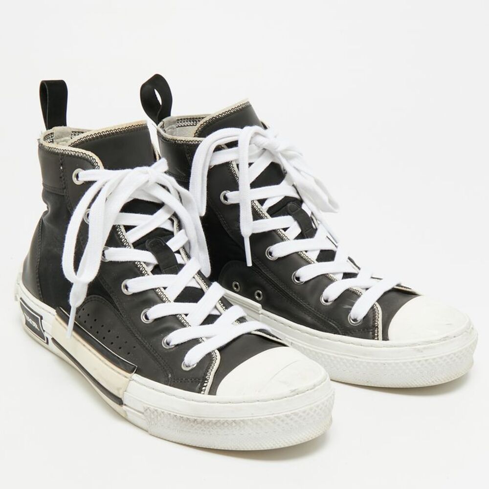 Dior B23 Size 41 Black Leather And Nylon High Top Sneakers - Picture 4 of 7